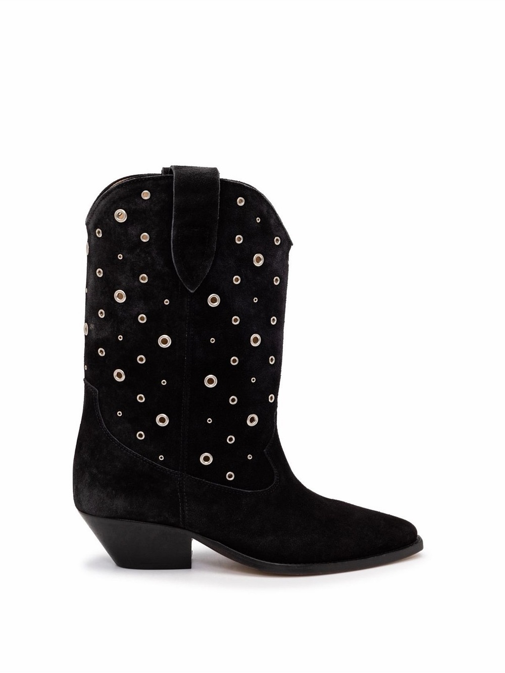 Isabel Marant Duerto Black Suede Eyelet Western Boots Size 37
